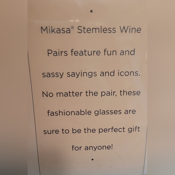 Mikasa Stemless Wine Glasses "Mr. Right      & Mrs. Always Right" - Picture 5 of 5